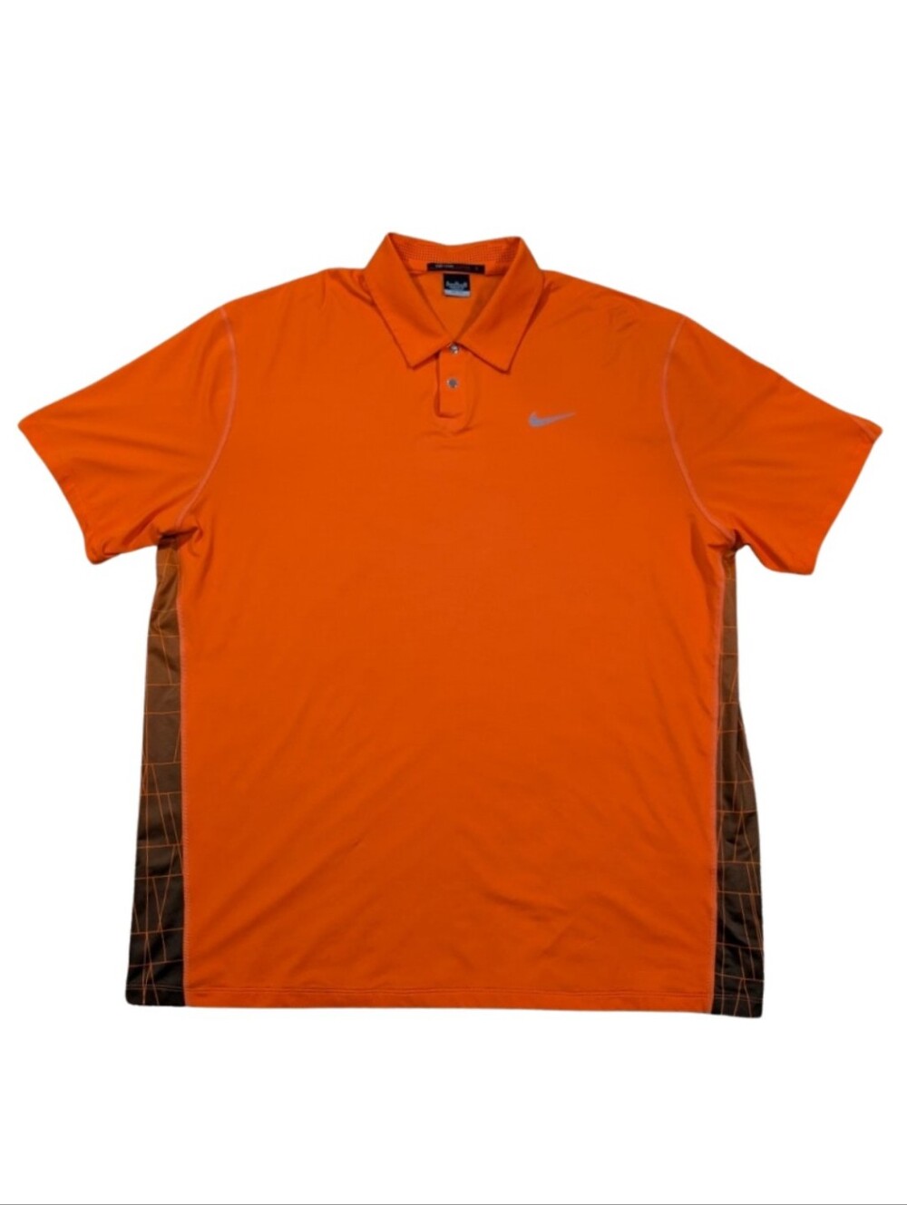Nike Tiger Woods Dri-Fit Golf Polo Shirt Orange Geometric Men's Size XL